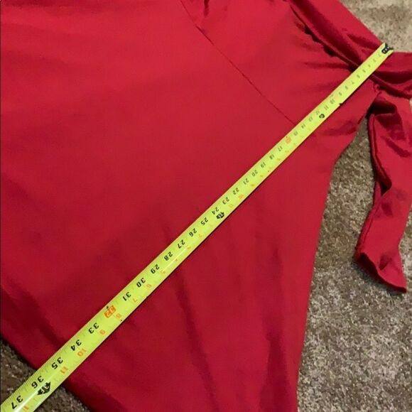 Suzanne Betro fit to flare red off shoulder dress. - Picture 7 of 12